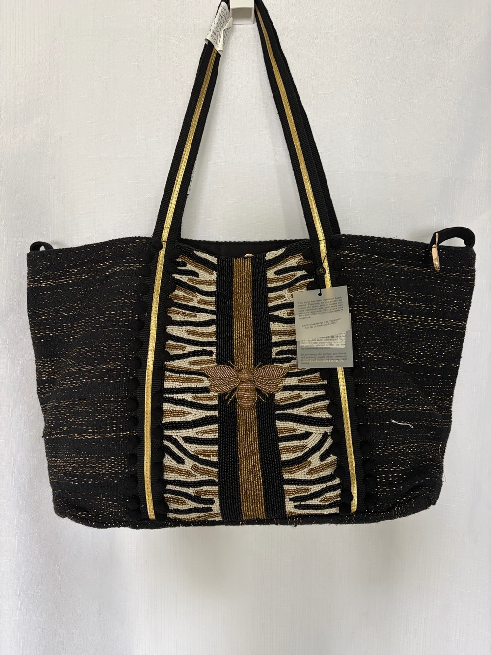 Black & Gold Embellished Tote with Bee Accent America and Beyond